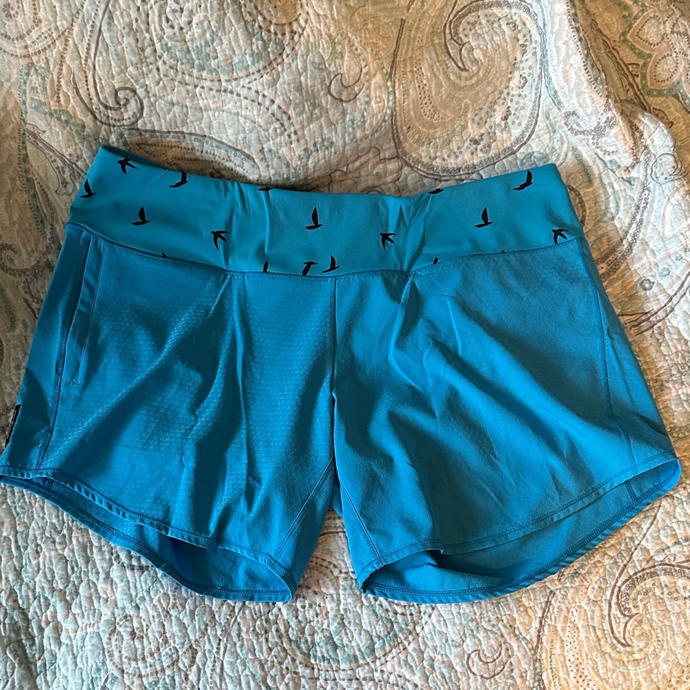 Oiselle Teal Long Roga Short, Size 10